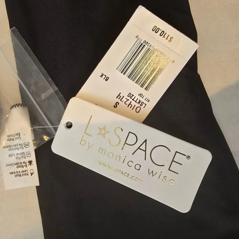 L Space By Monica Wise Bikini Top Bandeau  In Black Size Small